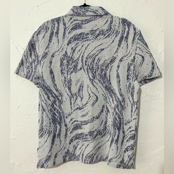 Steel & Jelly Men’s Pinner Wave Effect Short Sleeve Blue Shirt Sz Medium - Picture 7 of 9